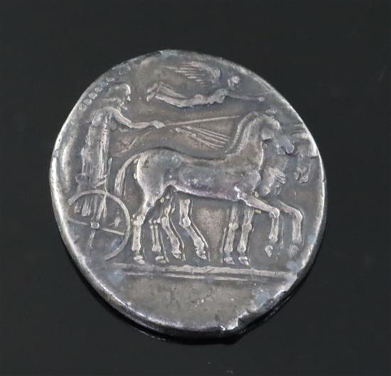 Ancient Greek coins, Sicily, Syracuse silver AR tetradrachm, Second Democracy, circa 430-420 BC,